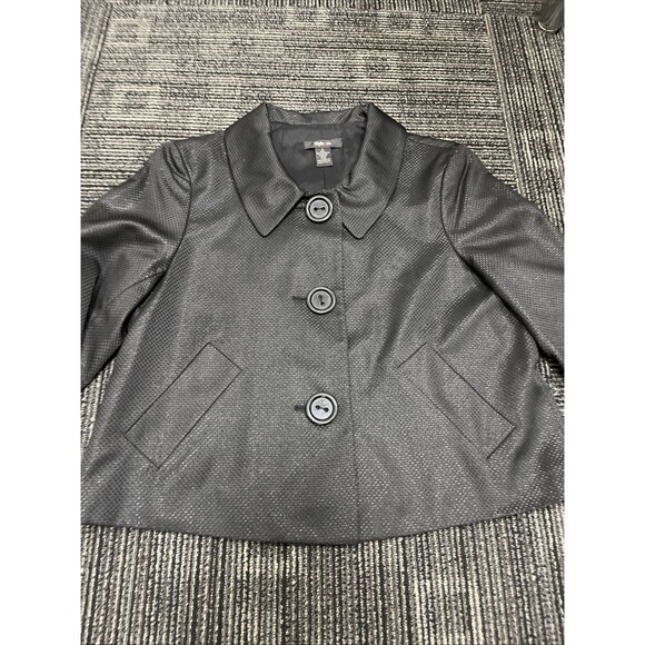 STYLE & CO Women’s Shiny Finish Lined Button Front Swing Jacket Black Size 8 - Picture 5 of 12